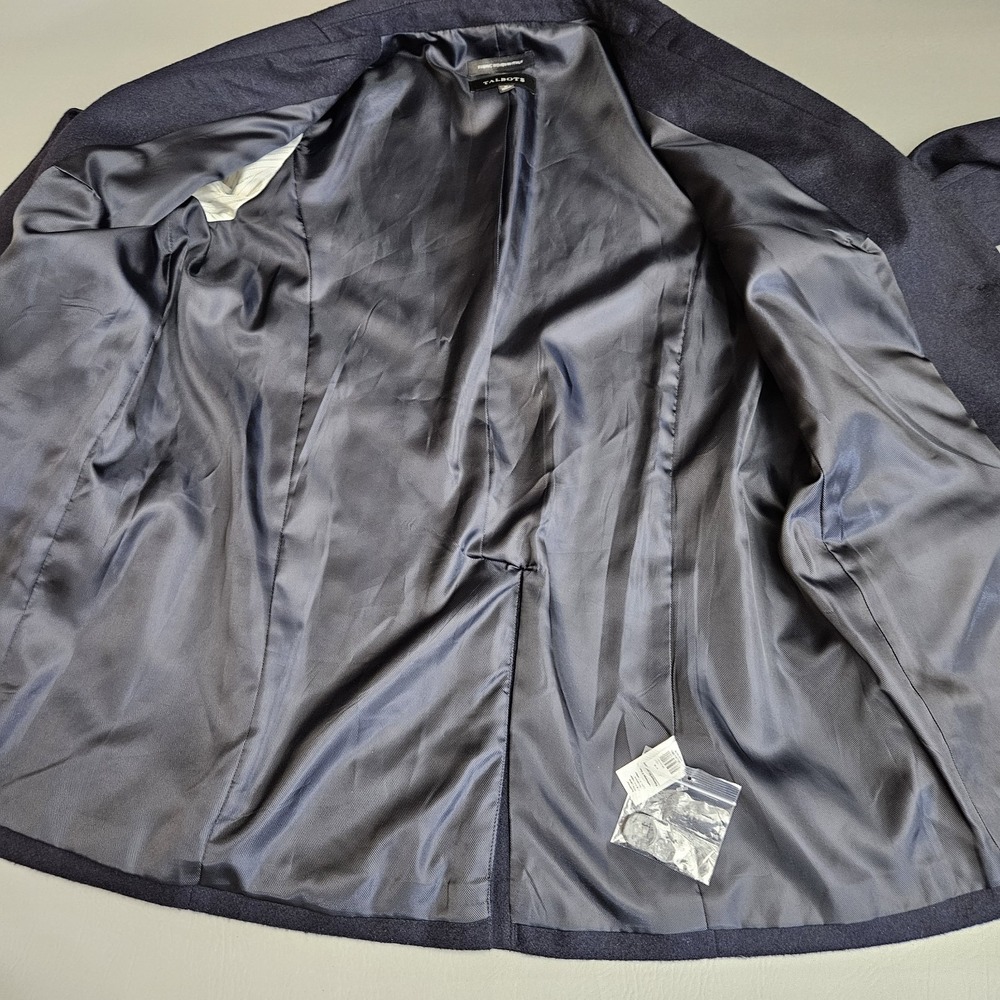 Talbots Jacket Blazer 8 Women's Navy Blue Wool Blend 2 Button - Picture 6 of 8
